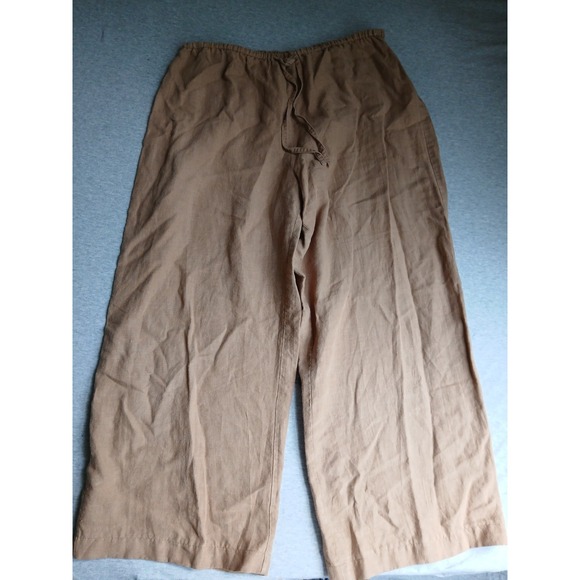 Eileen Fisher Pants - Eileen Fisher Pants Medium 100 Linen Wide Leg Beach Resort Lagenlook Pull On
